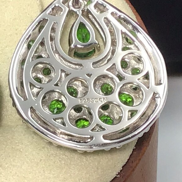 Sterling Silver Chrome Diopside Earrings 1.25” 13 Grams - Picture 5 of 10